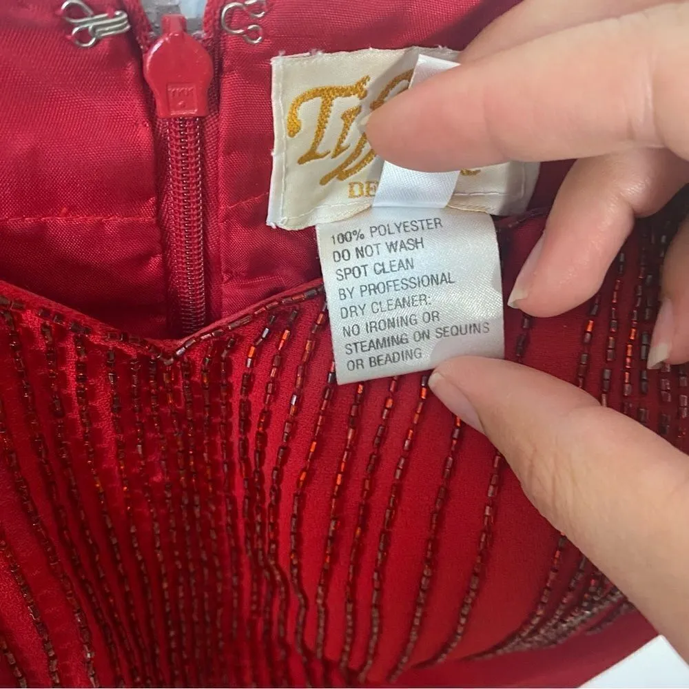Vintage Tiffany Designs Red Fit and Flare Beaded Sweetheart neckline Mini Dress - Image 6