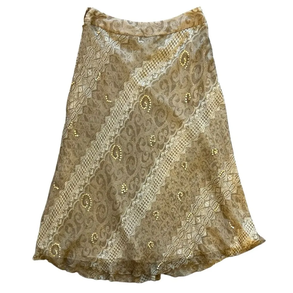 Laura Ashley Womens Fairy Y2K Silk Skirt Size 8 Sequin Romantic Cottage Flowy - Image 2