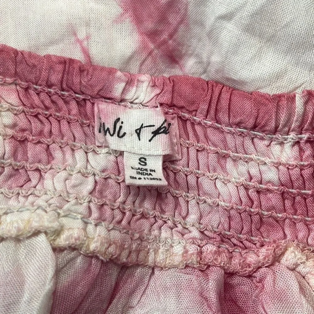 Kiwi & Punch Small Pink Tie Dye Off Shoulder Ruffle Crop Top Beach Boho Coastal - Image 5