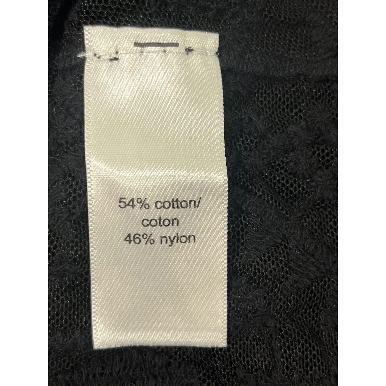 Maurice Black Lace Sheer Women Tunic Top 3/4 Sleeve  Layering Boho Chic M - Image 7