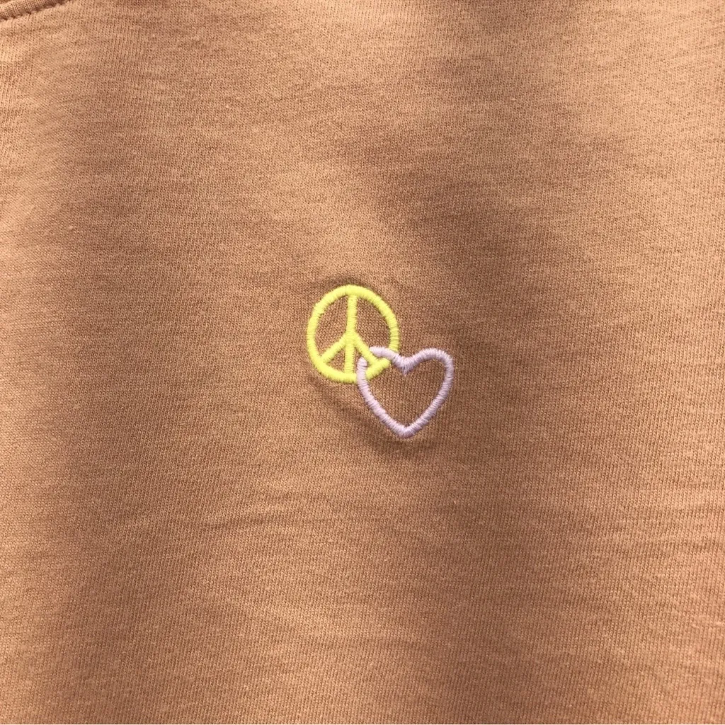 Wild Fable Crew Neck SS Embroidered T-Shirt Light Brown 100% Cotton Size Small - Image 2