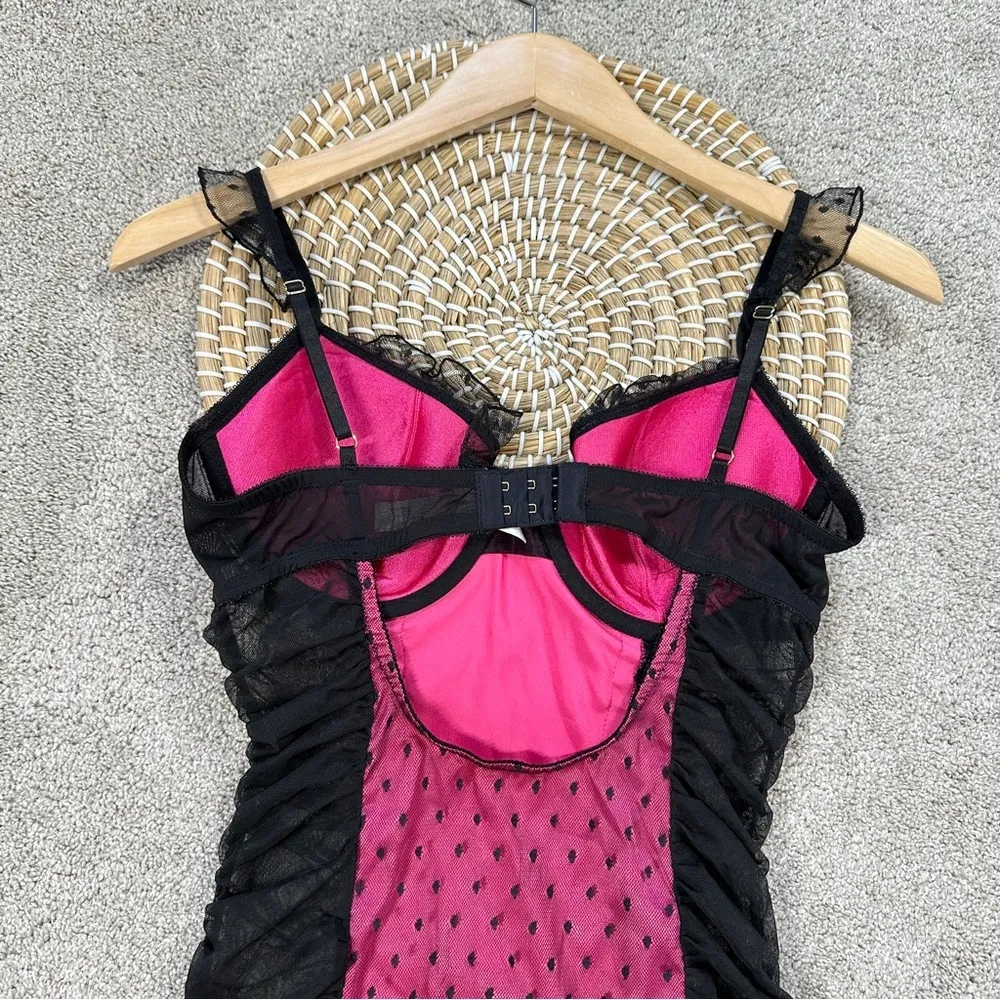 Victoria’s Secret Mesh Ruffle Garter Lingerie Bustier Babydoll Fairy Goth 36D - Image 6