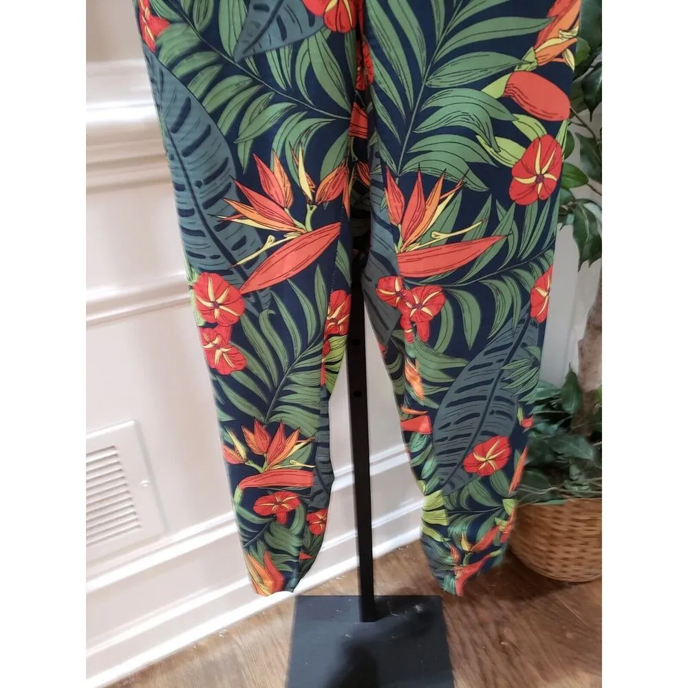 Molly Bracken Womens Multi Tropical Print Polyester Long Sleeve Jumpsuit Size M - Image 4