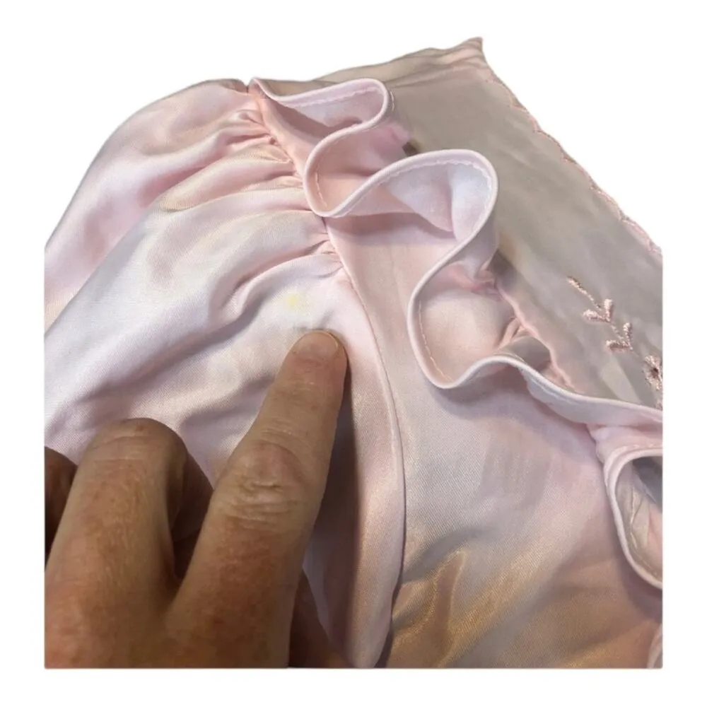 American Vintage ELISSIA nightgown with ruffles & embroidery in pink size small - Image 9