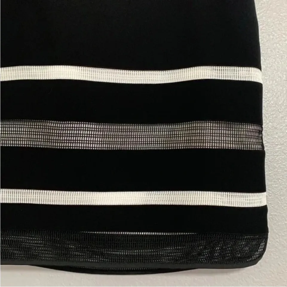White House Black Market $98 Black White Mesh Stripe Pencil Skirt Size 0 NWT - Image 3