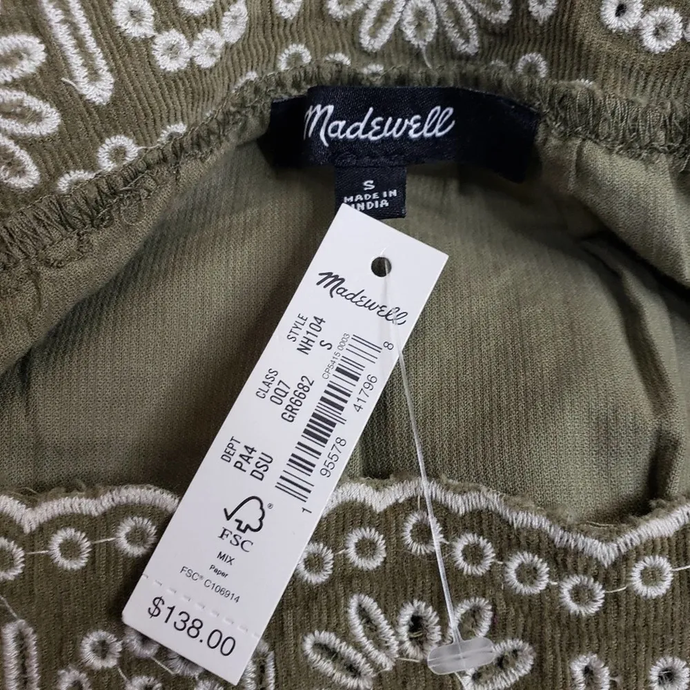 MADEWELL Womens S Embroidered Square Neck Corduroy Minidress NEW - Image 11