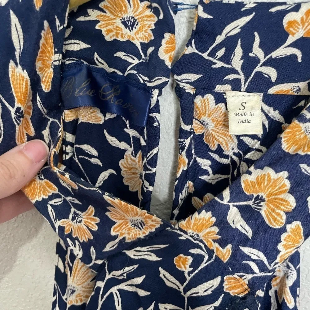 Francesca’s Blue Rain Yellow Sunflower Ruffle Shift Dress Small - Image 7