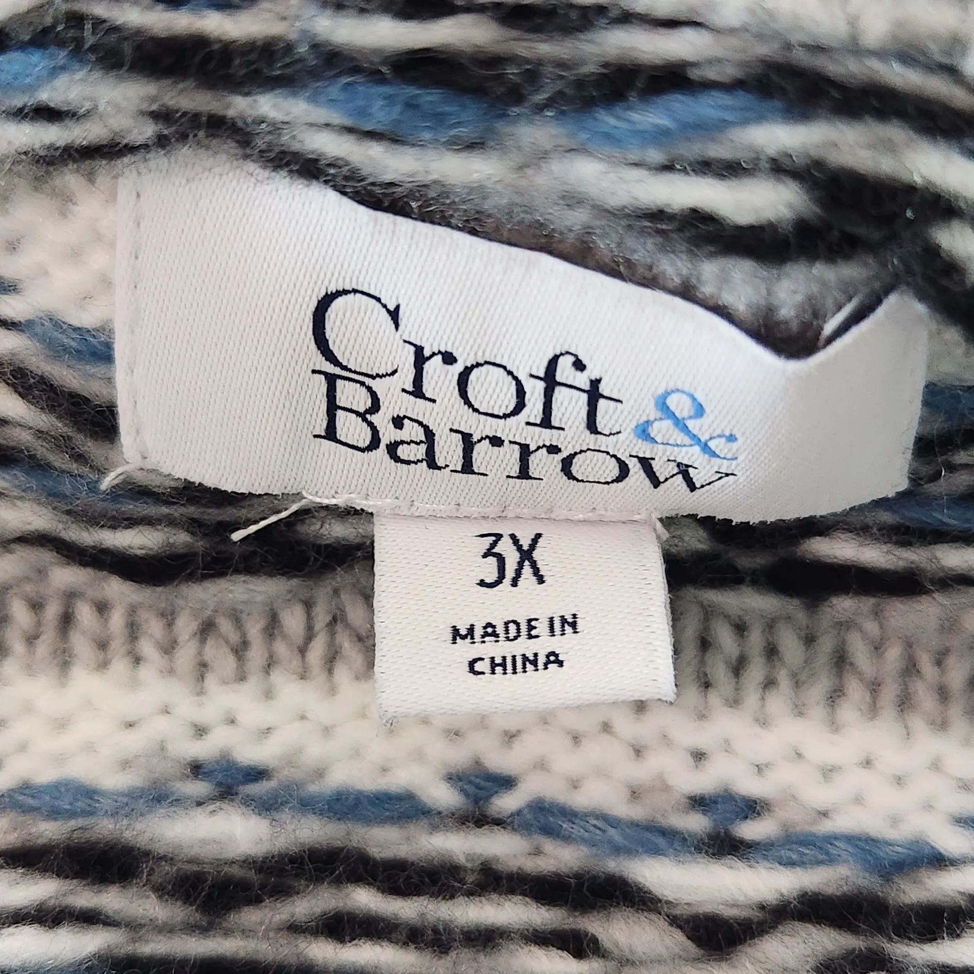 Croft & Barrow Gray Print Knit Sweater NWT Size 3X Gray and Black Sweater - Image 5