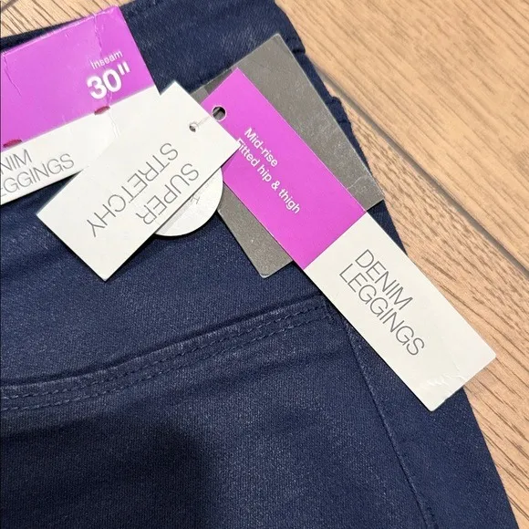 Mossimo Coated Jeans Womens Plus 18 Skinny Denim Wax Pants Navy Blue NEW NWT - Image 3
