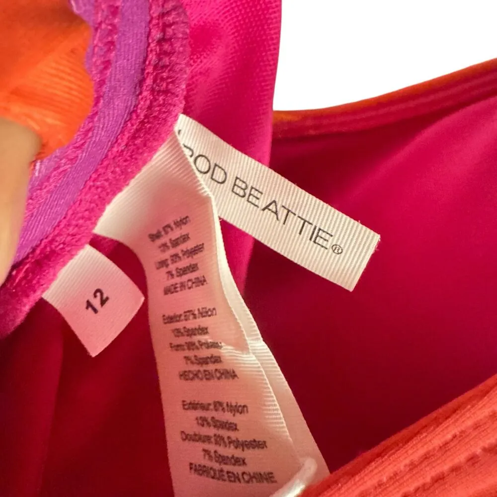 Bleu Rod Beattie Cool Breeze Pink Lace Up Sides Ombre V-Neck One Piece Swimsuit - Image 12