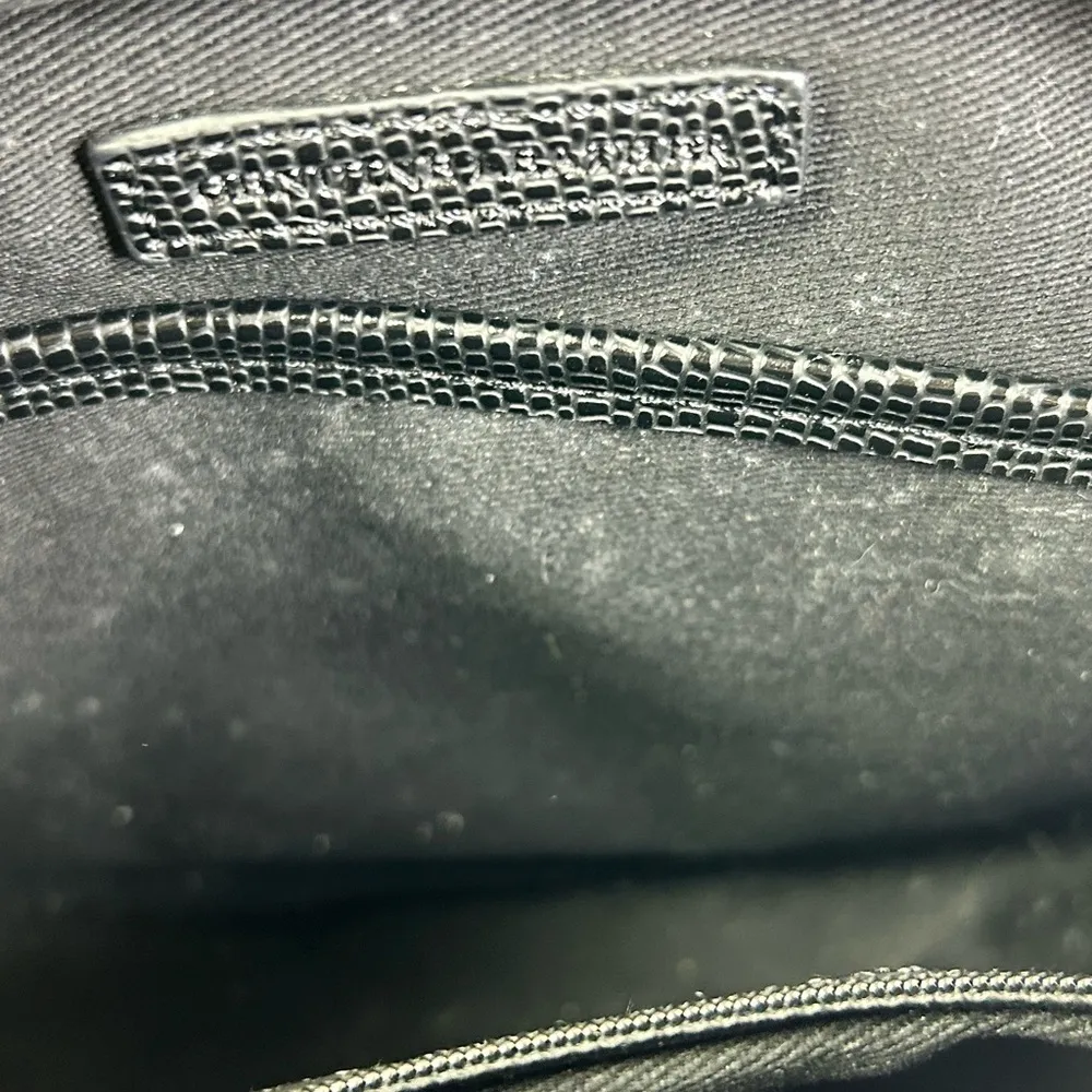 GILI Leather Snake Print Crossbody Camera Bag Black Gray Gold Hardware - Image 6