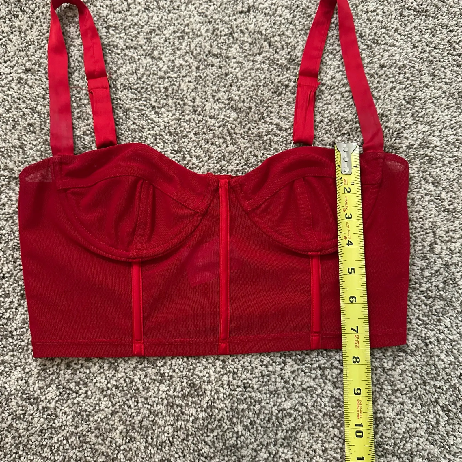 Oh Polly! red sheer mesh bustier bra top size 4 - Image 7
