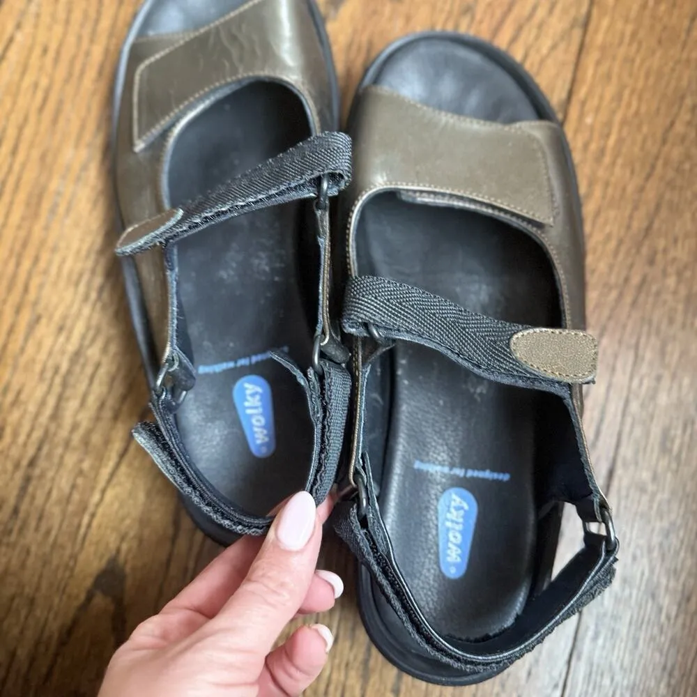 Wolky Rio Sandals Womens Size 42/ 10.5 Leather Metallic Bronze Mary Jane Strappy Gold - Image 5