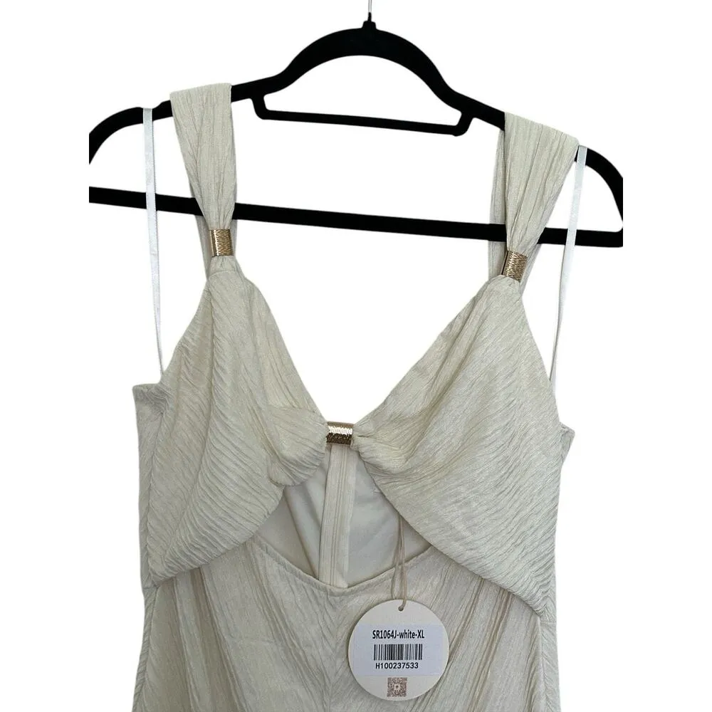 Here Comes The Sun Lux Feel Maxi Formal Dress Gold Details Size XL - Image 5