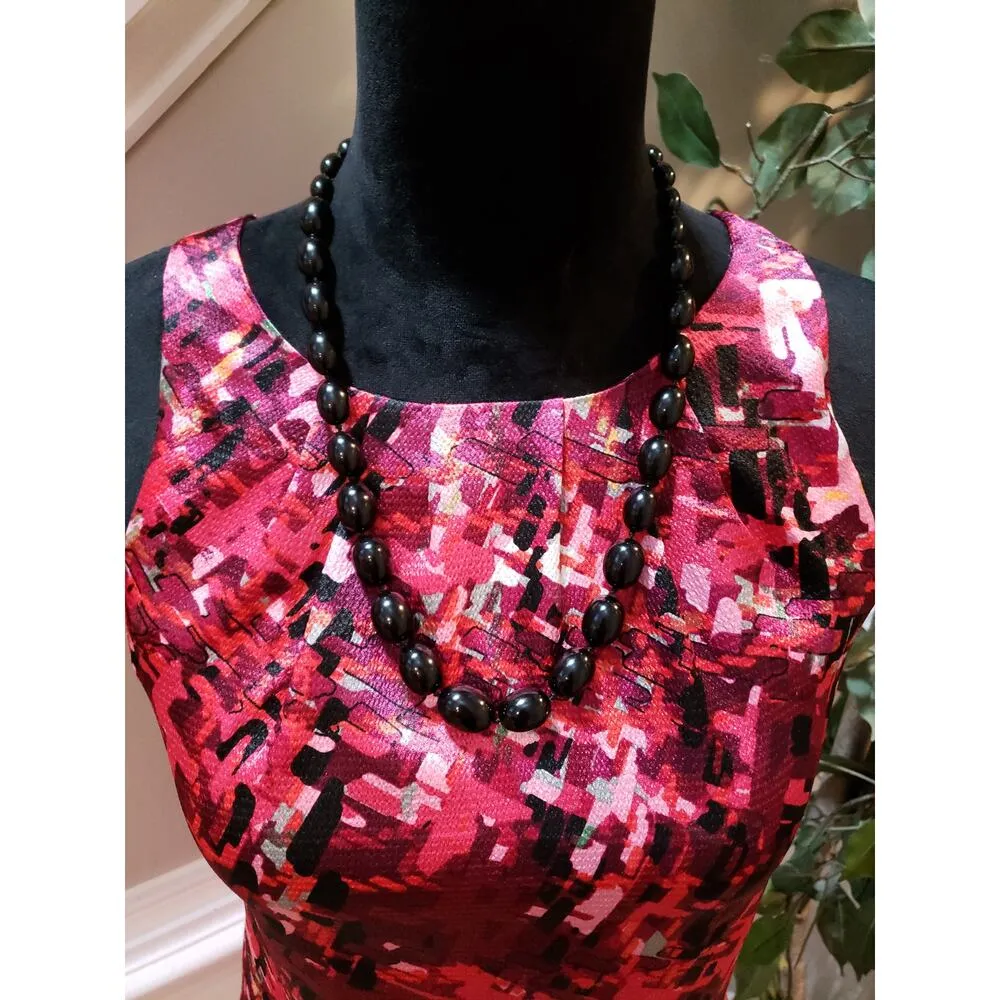 The Limited Abstract Print Sleeveless Women Top XS Red/Pink Pleated Detail - Image 3