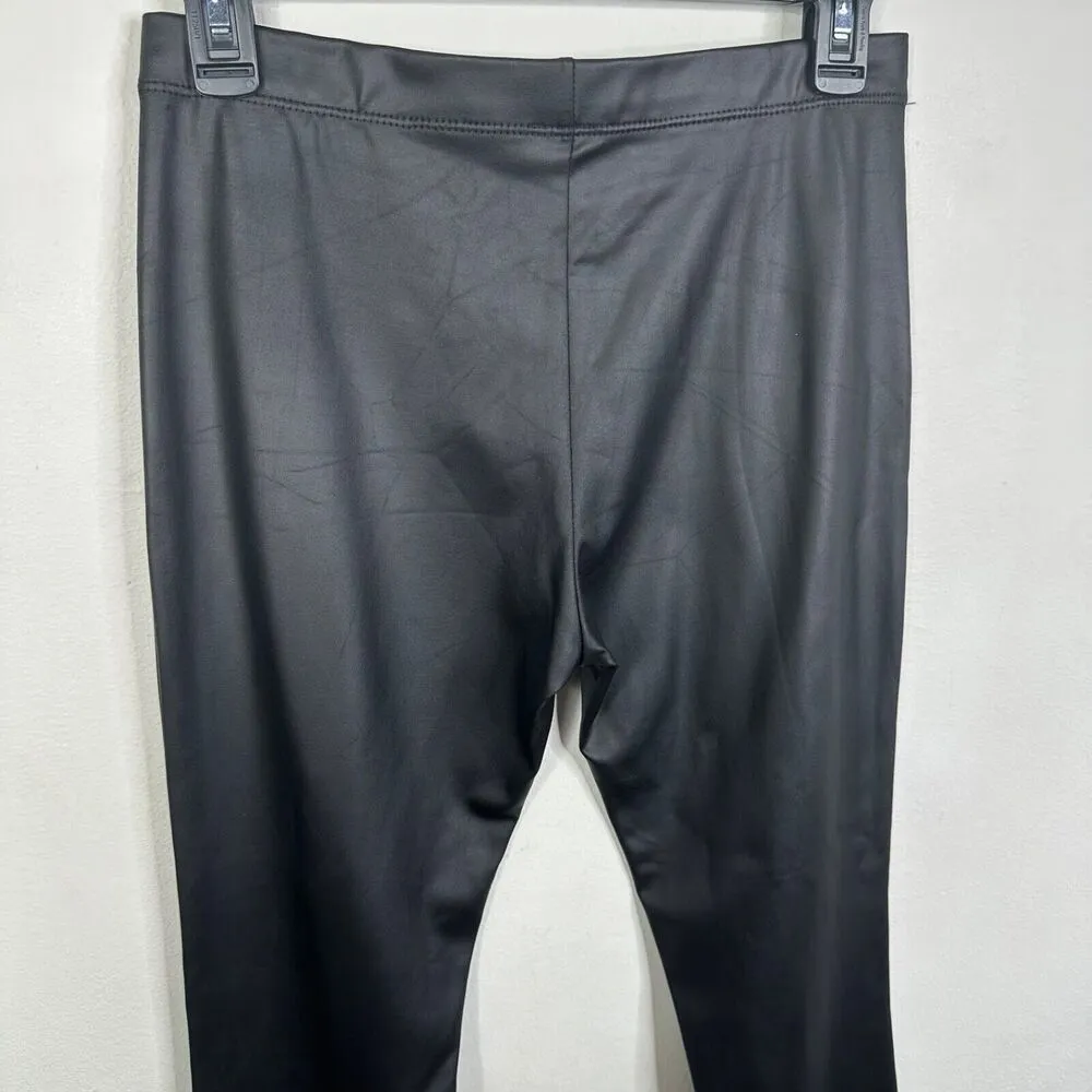 Clara Sun Woo Sz M Black Stretch Vegan Faux Leather Leggings Pull On Pants Size M - Image 6