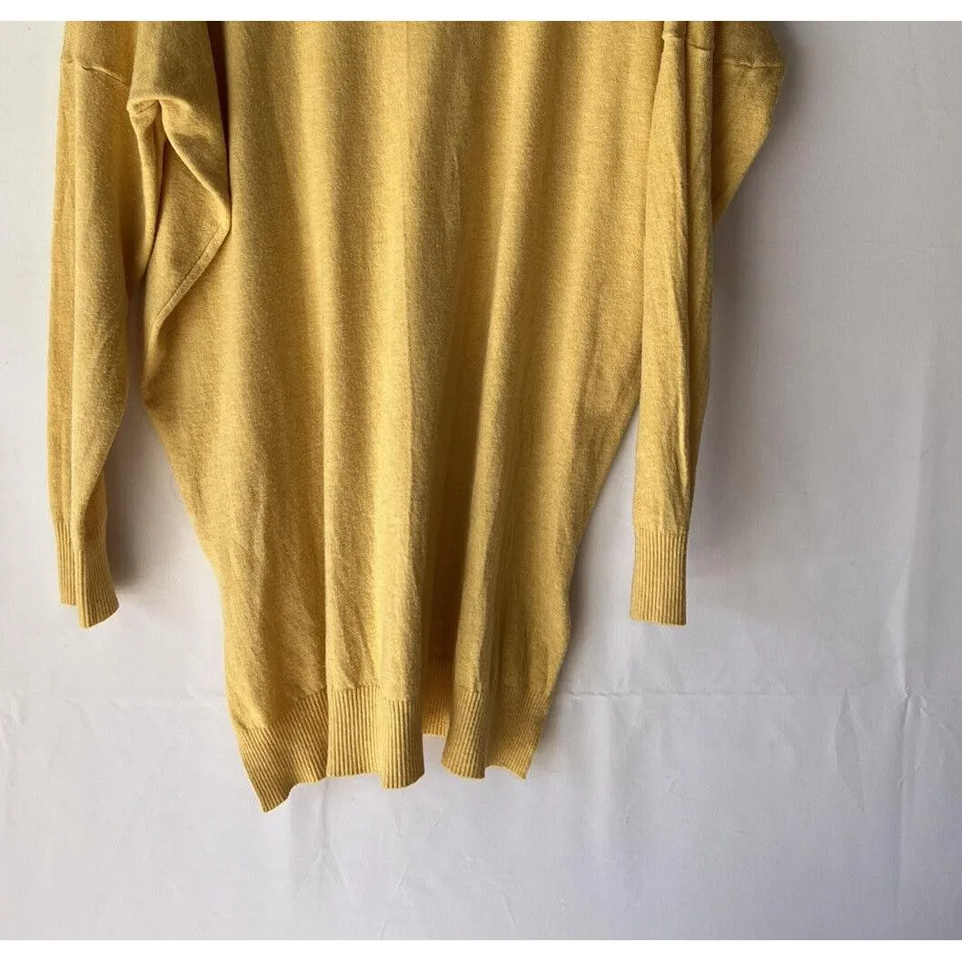 DREAMERS Womens BASIC Yellow Hi-Low V-NECK Long Sleeve Front Seam SWEATER Sz M/L - Image 10