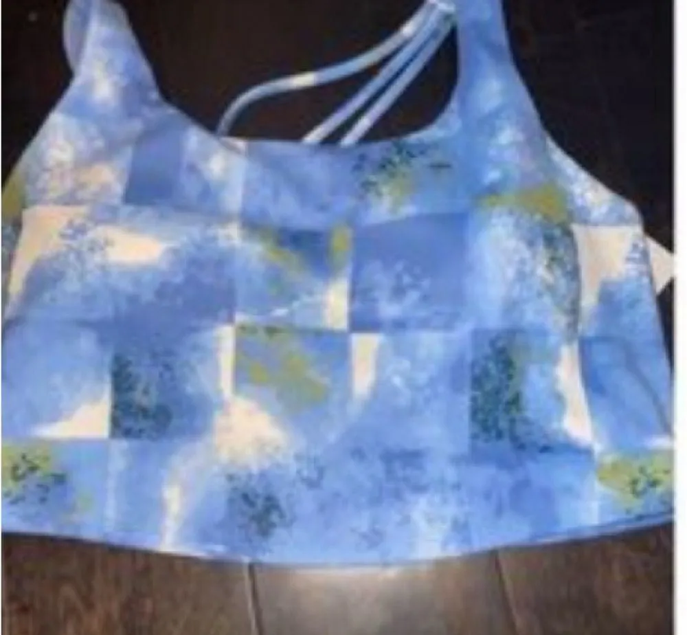 DIP Take It Easy Printed Sports Bra Blue/Cream Size 1X Strappy Back - Image 2