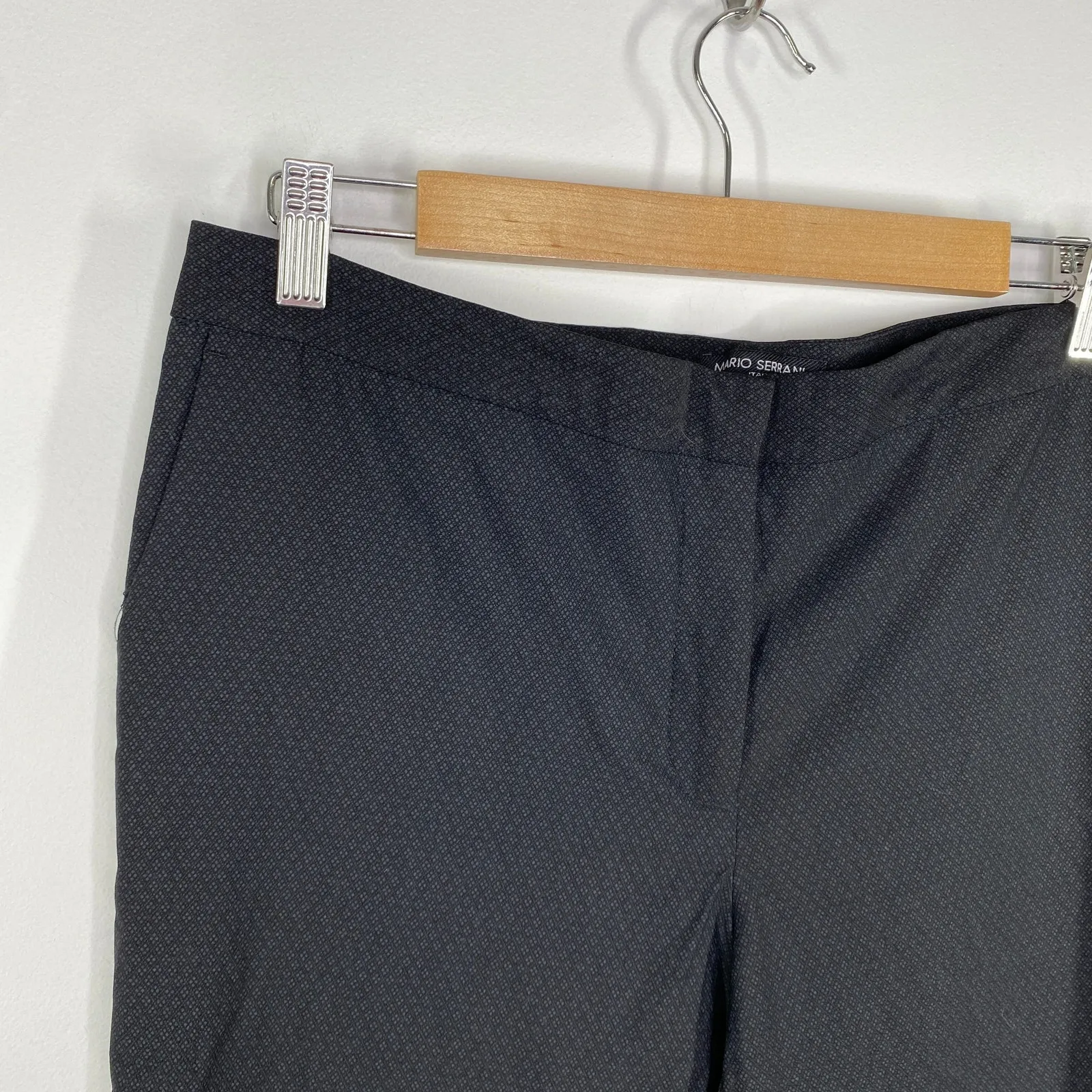 Mario Serrani Italy Black Subtle Print Cropped Trouser Pants Women's Size 12 - Image 4