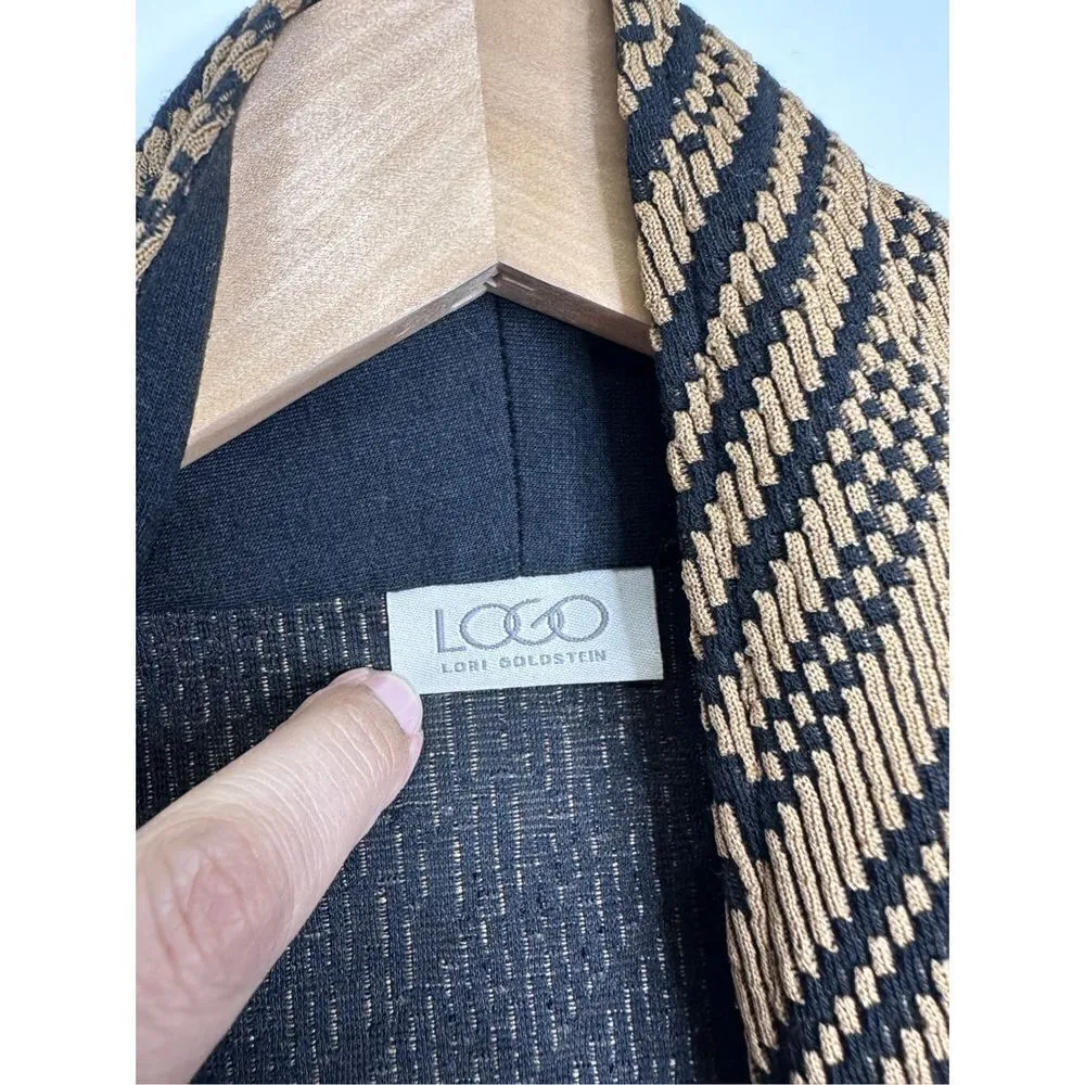 Logo By Lori Goldstein Sweater Black Brown Open Cardigan Size Small - Image 7