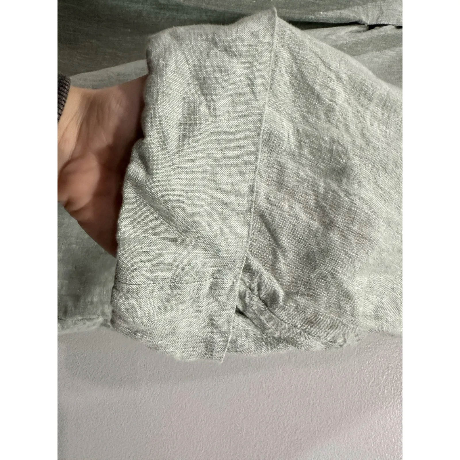 Pure Jill 100% Linen Popover Top 3/4 Sleeve Woven Coastal Beach Size 2X Green - Image 3