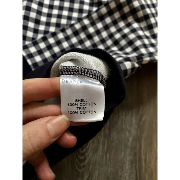 Draper James Natalie Gingham Cotton Crewneck Sweater Large Preppy Cozy Luxury - Image 8
