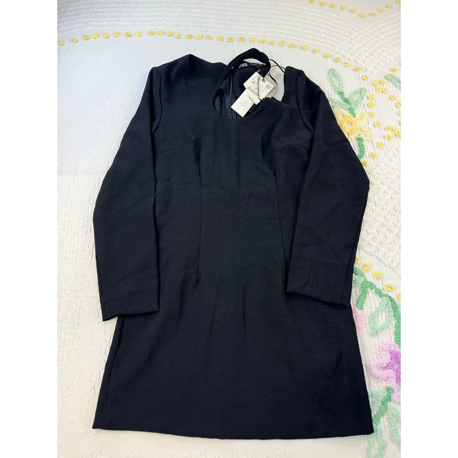 Zara Mini Dress Black Long Sleeve Cut‎ Out Gold Chain Detail Party Cocktail - Image 2