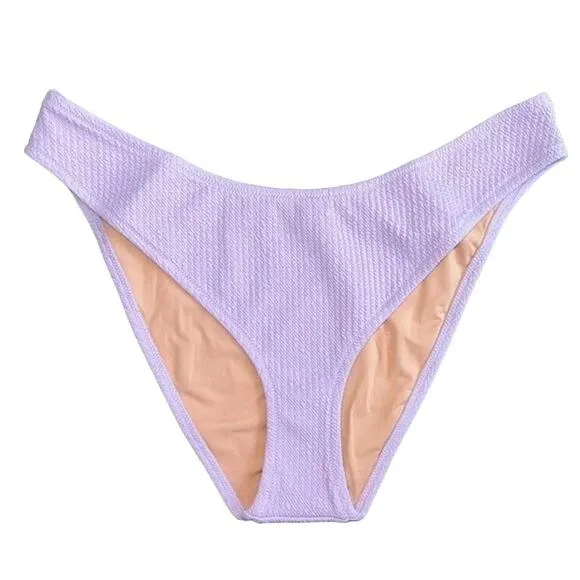 NWT J. Crew Textured Jacquard Curved Waist Cheeky Bikini Bottom L Dusty Mauve - Image 2