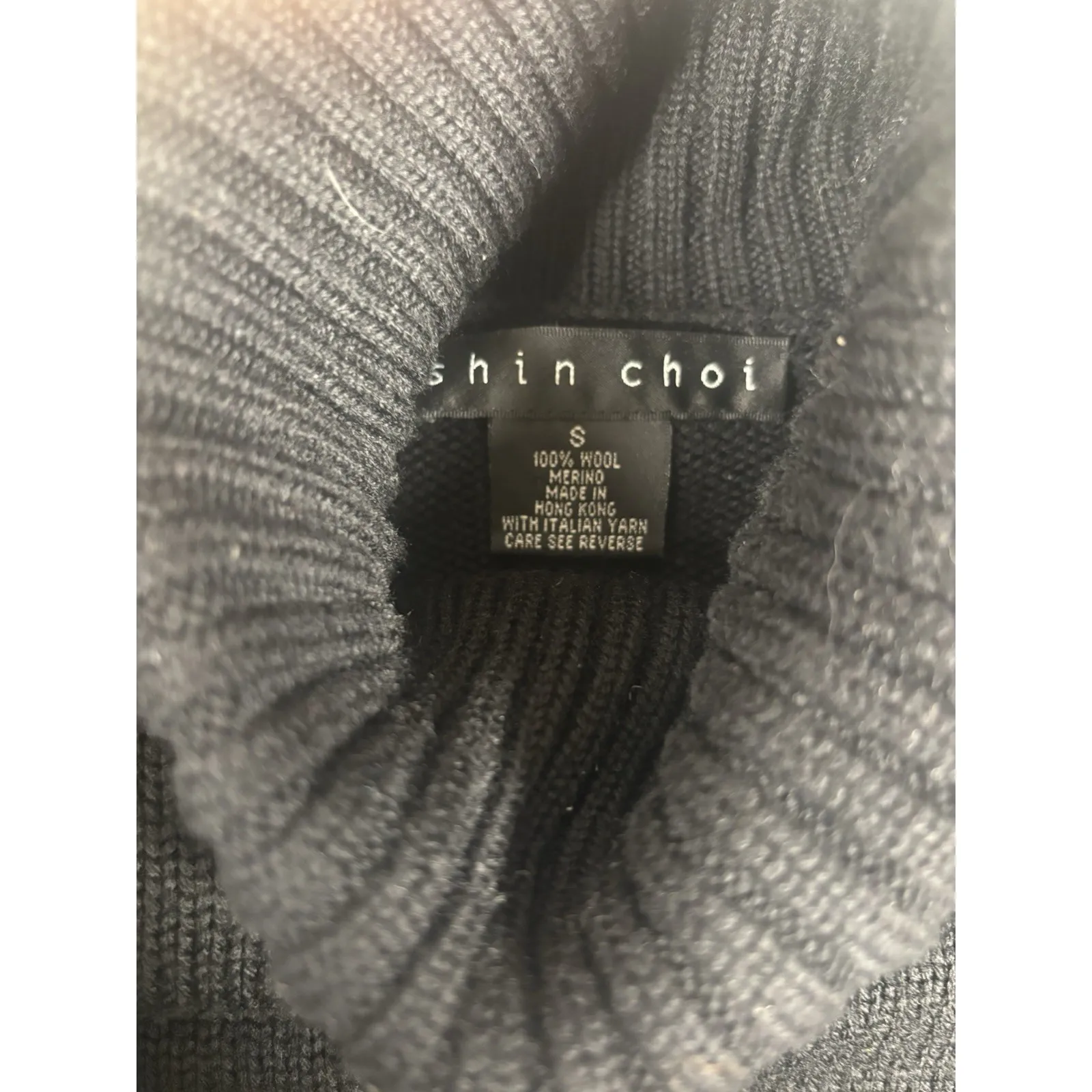 Shin Choi Black 100% Merino Wool Sweater Very Long Sleeves Small - Image 4