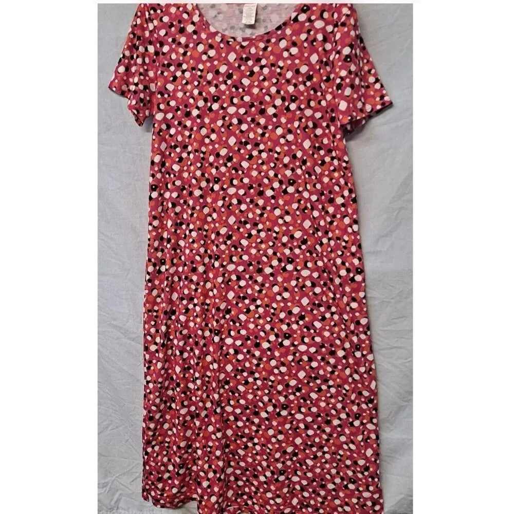 2x$18 West Loop Size M Long Dress Multi Dot Mix Print Color Sun Dress, New Red Size M - Image 5