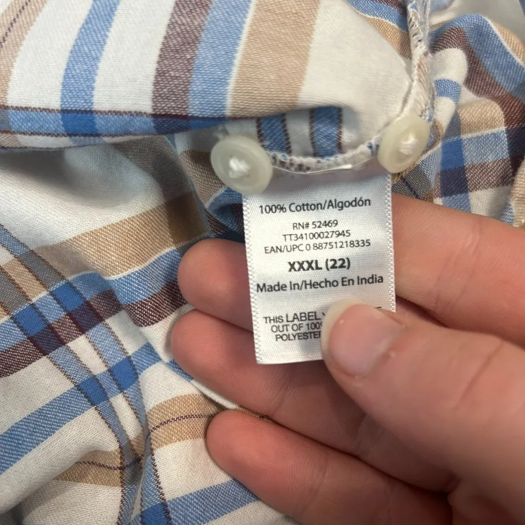 Time & Tru Blue White Plaid Flannel Long Sleeve Button Down Women's R3 Size undefined - Image 3