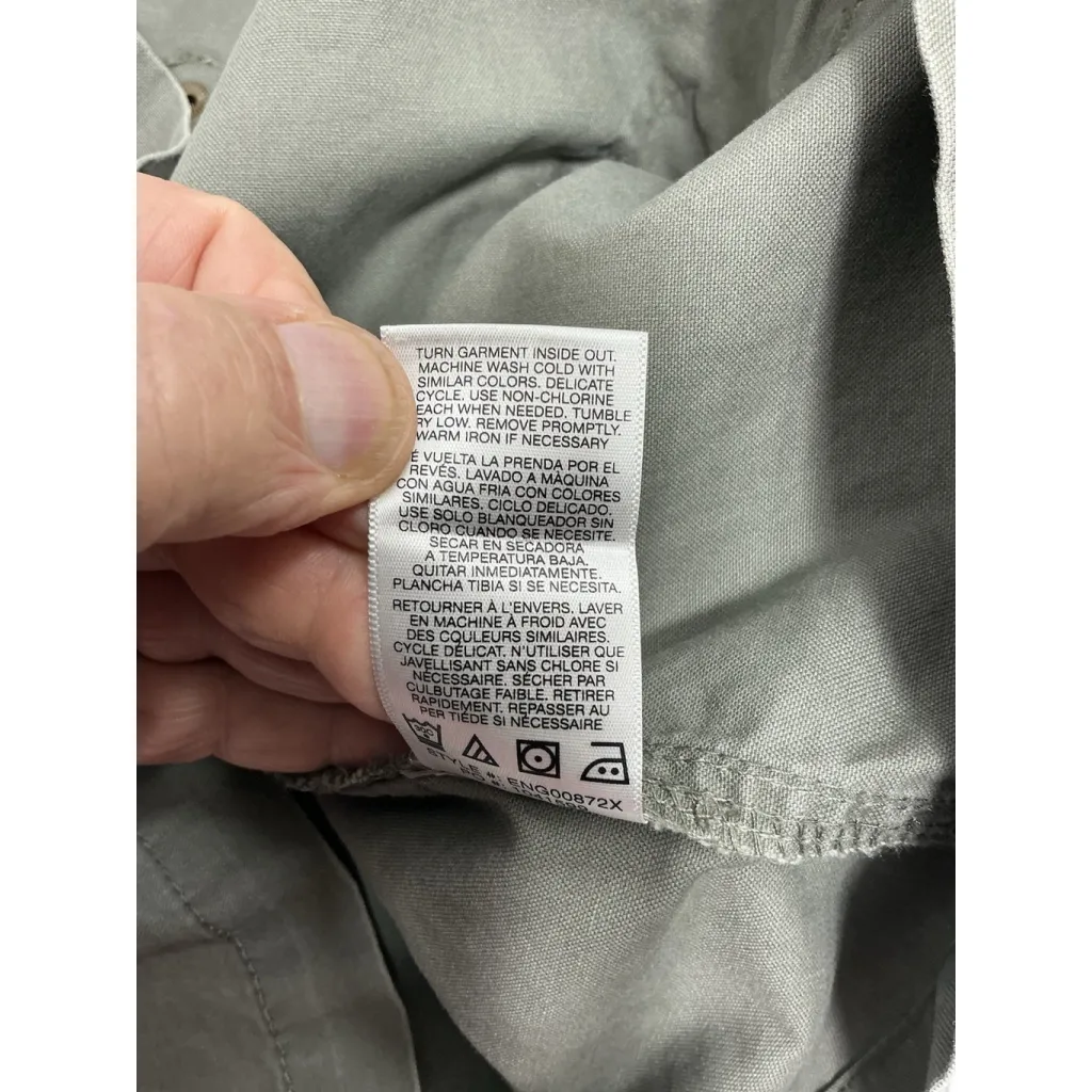 Womans Kensie Jeans Utility Jacket Medium Green Full Zip Snap Front Mock Neck - Image 5