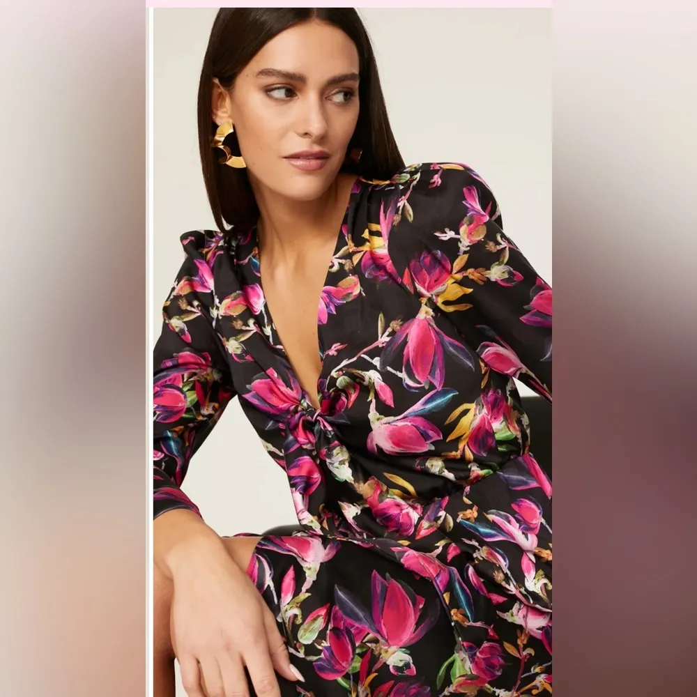 Delfi Collective Lindsey maxi floral gown dress long sleeve S Black - Image 3