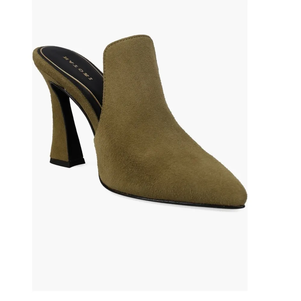 Suede Olive Green Women's Mules - Image 2