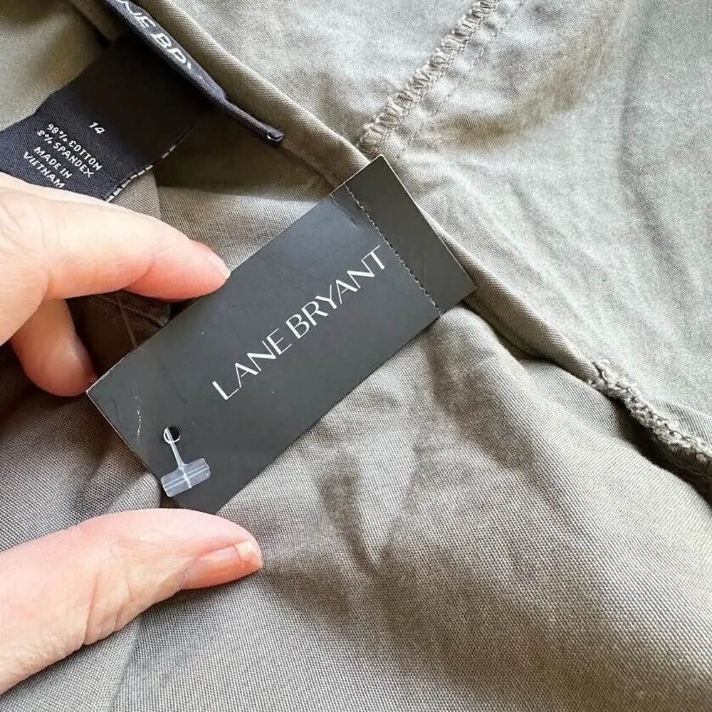 LANE BRYANT Canvas Windbreaker COAT JACKET Hooded Drawstring Full Zip Snap 14 - Image 10