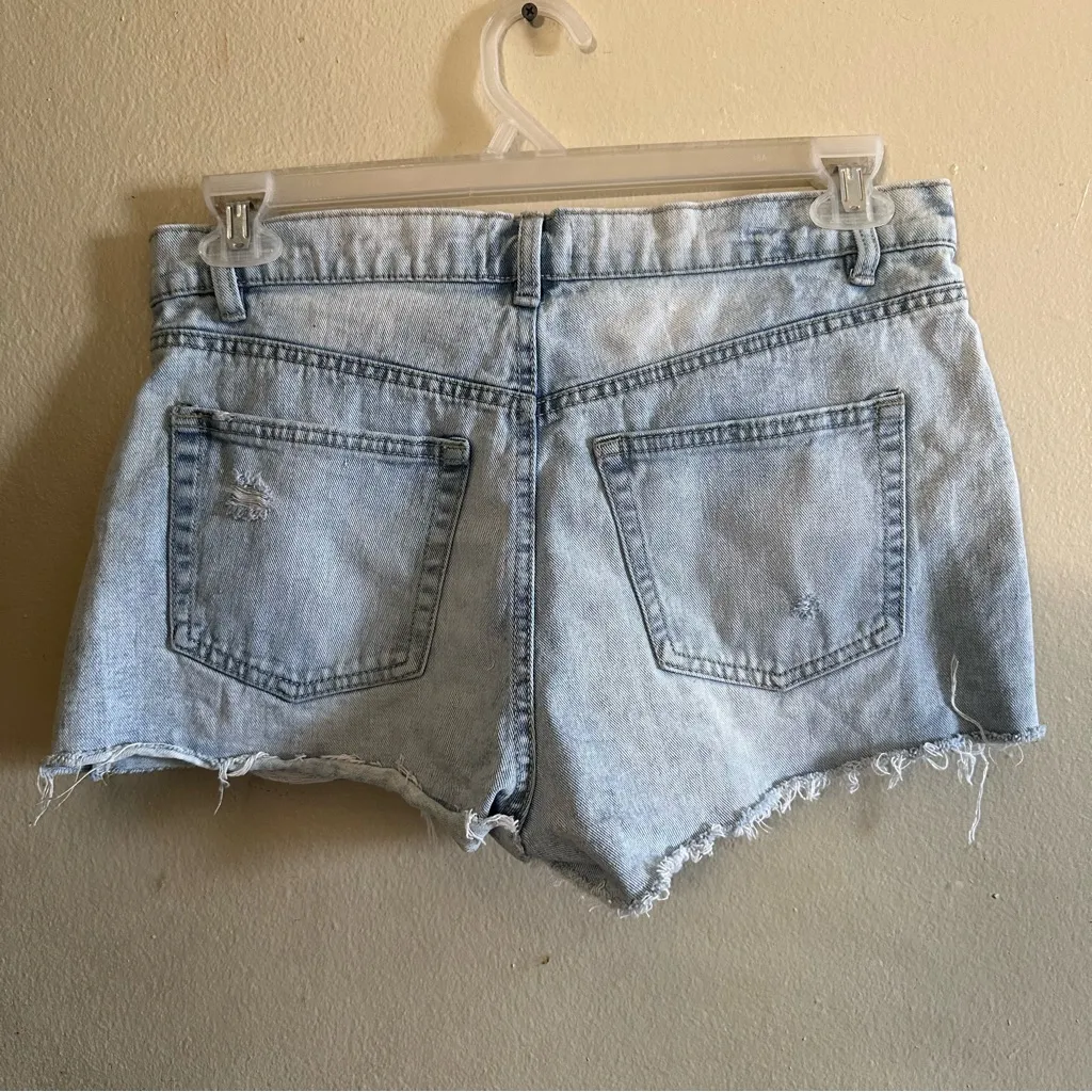 Refuge Light Blue Distressed Jean Shorts - Image 2