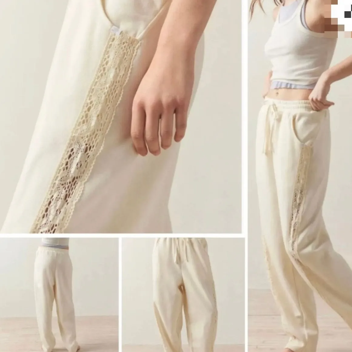 Urban Outfitters Jayden Ivory Out From Under Lace Fleece Oversized Sweatpants - Image 2