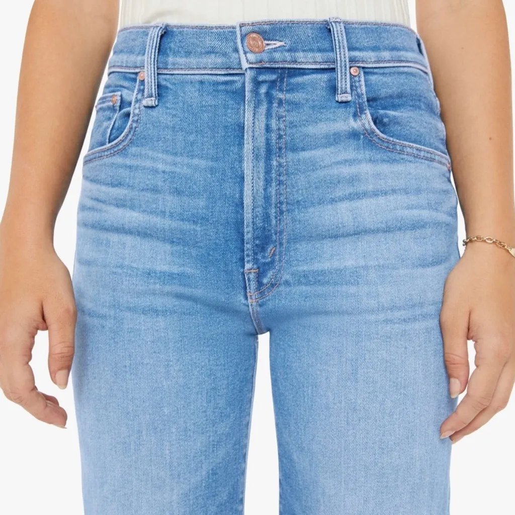 MOTHER Lil’ Zip Rambler Petites Flood High Rise Cropped Straight Jeans Size 33P - Image 4