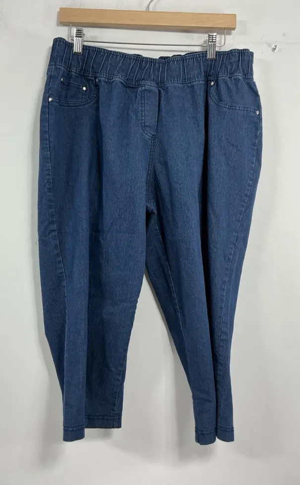 Womans Cathy Daniels Pull On Capri Blue Jeans XL Elastic Waist Excellent - Image 1