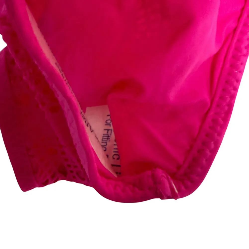 BECCA Color Play Pink Crochet Plunge One Piece Swimsuit Size Medium - Image 7