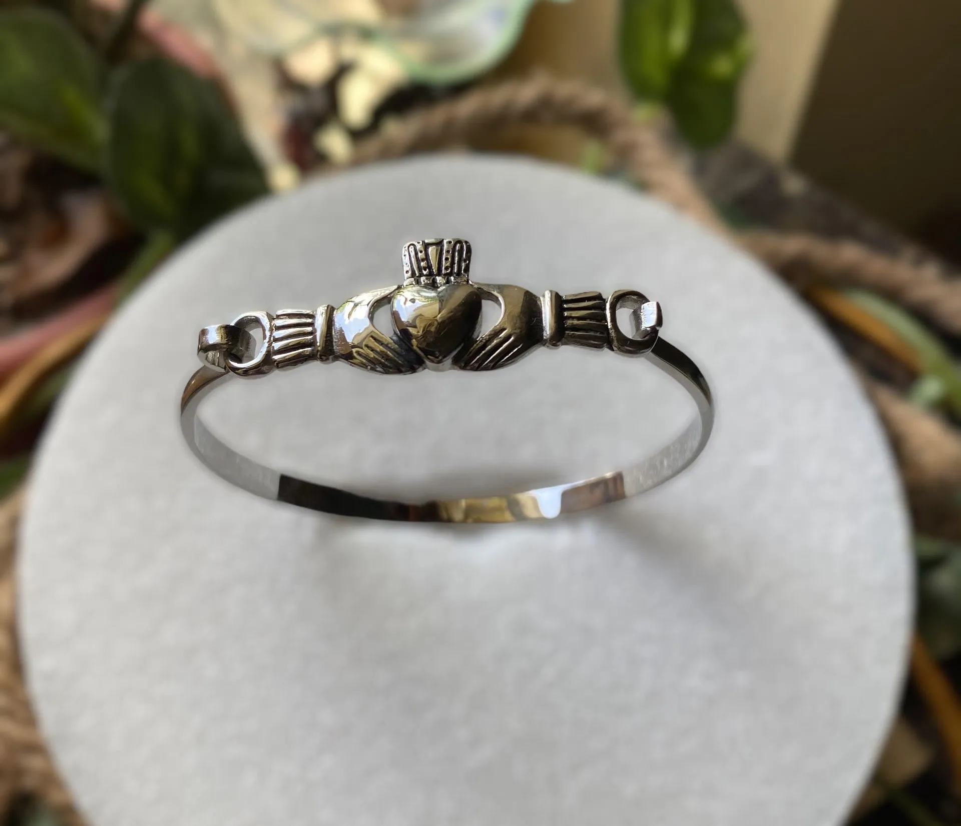 Stainless Steel Claddagh Cuff Bracelet Silver - Image 2