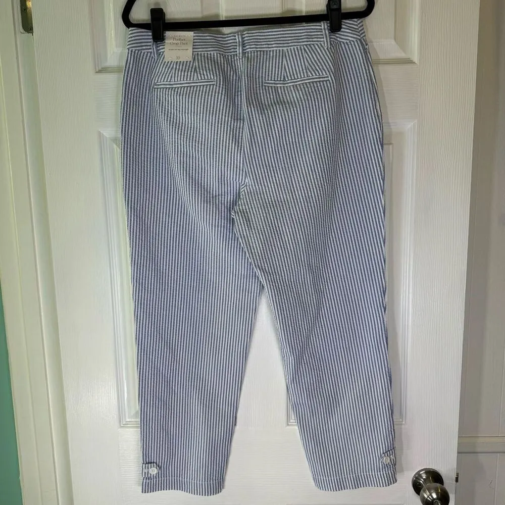 Talbots Perfect Crop Pants At Waist Slim Leg Seersucker Women’s Size 10 NWT - Image 2