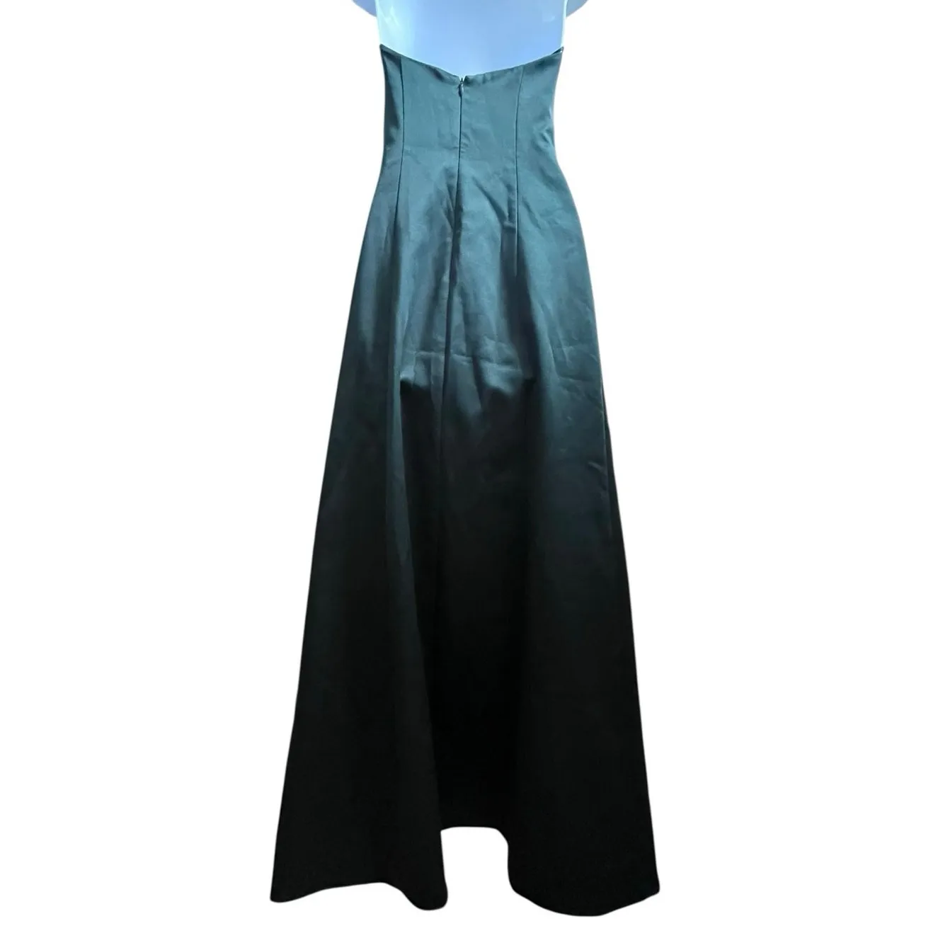 ABS Allen Schwartz Emerald Green Satin Ruching Strapless Dress Size 2 Wedding - Image 7