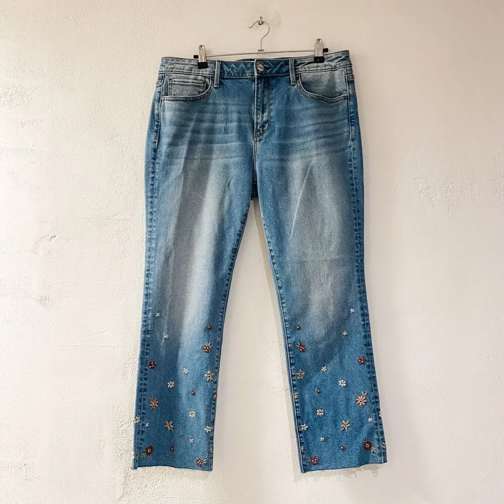 Driftwood Colette Embroidered Crop Straight Jean in Prairie Size 32 - Image 2