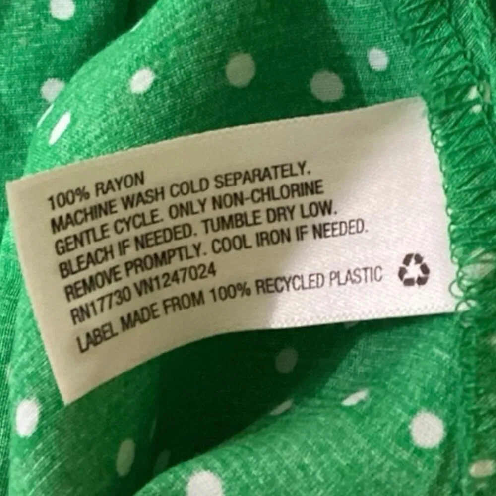 A New Day Green White Polka Dot Half Sleeve V Neck A Line Mini Wrap Dress Size S - Image 5