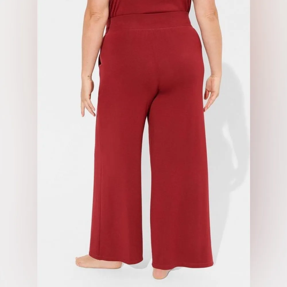 Torrid Dream Fleece Full Length Wide Leg Lounge Sleep Red Lounge Pants - size 1 - Image 8