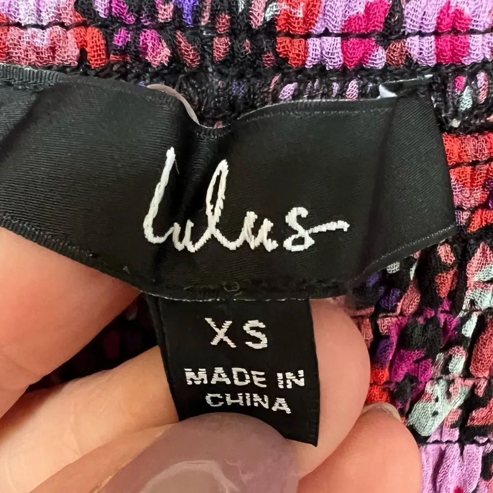 Lulu’s NWT Pink and Purple Floral Smocked Skirt Size XS - Image 2