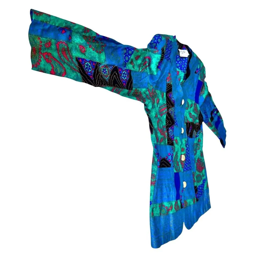 VTG Lady Carol New York Suit Two Piece Tailored Abstract Paisley Colorful EUC Blue Size undefined - Image 3