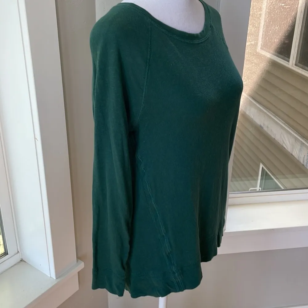 LOFT Vintage Style Emerald Green Raglan Long Sleeve Crewneck Tee Size XS - Image 4