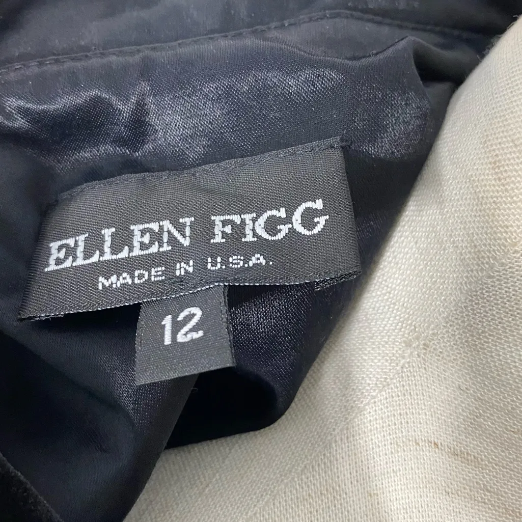 VINTAGE 90s ELLEN FIGG Black Velvet Shirt with Satin Trim Size 12 - Image 8